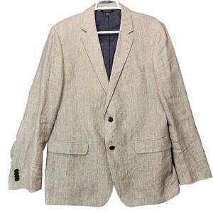 Banana Republic Mens Sport Coat 44R Slim Fit Linen Oatmeal Yacht Preppy Beachy
